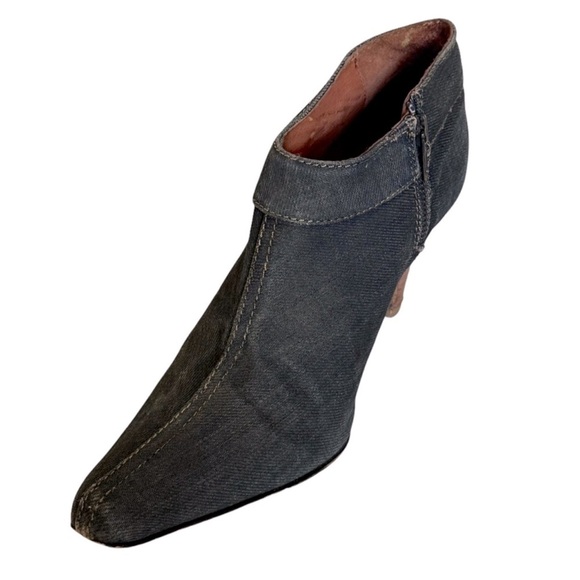 ZARA • Elegant Dark Blue Distressed Jean Material Ankle Booties Boot Shoes - Picture 8 of 13